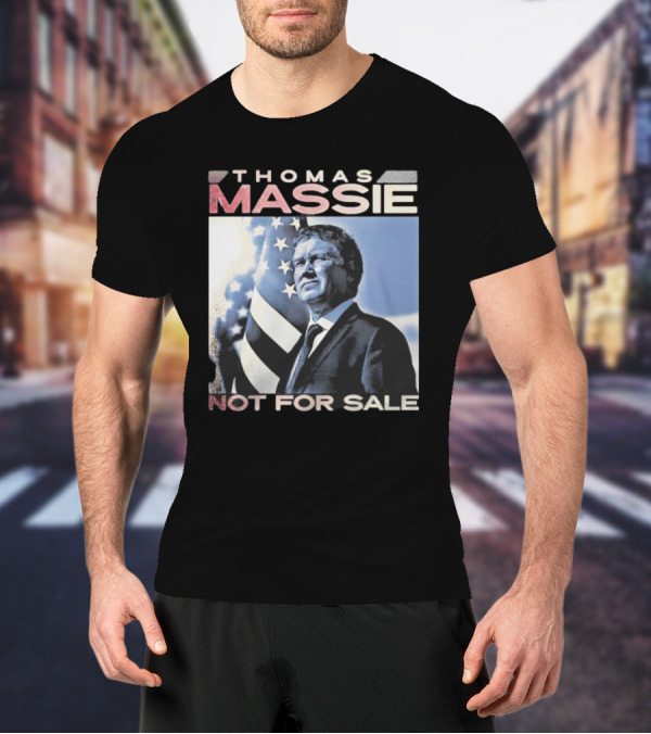 Thomas Massie Not For Sale American Flag Portrait T-Shirt