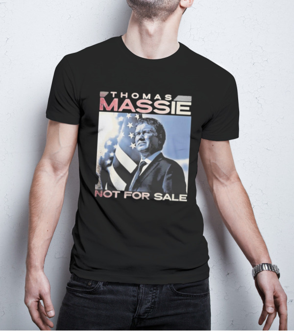 Thomas Massie Not For Sale American Flag Portrait T-Shirt