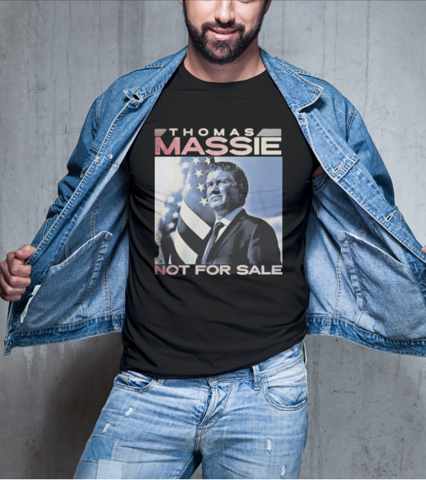 Thomas Massie Not For Sale American Flag Portrait T-Shirt