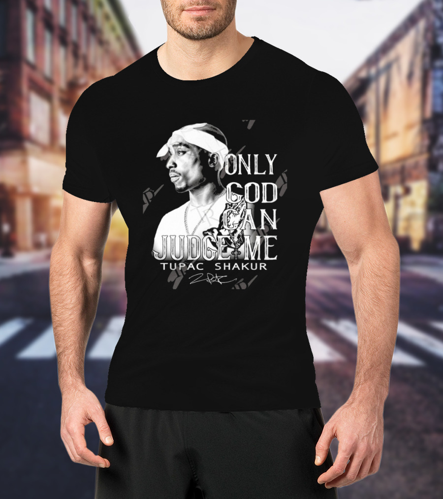 Tupac Shakur Only God Can Judge Me Signature Bandana Tribute T-Shirt