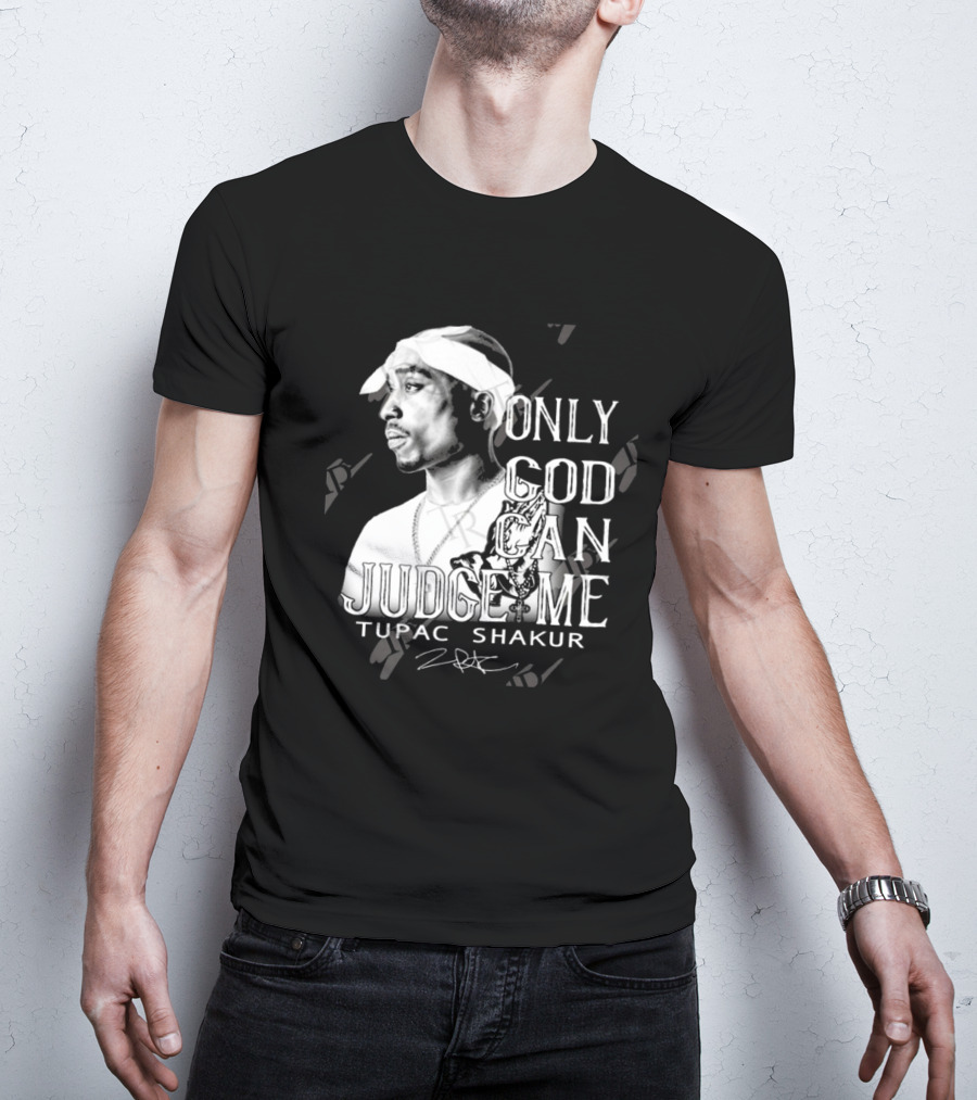 Tupac Shakur Only God Can Judge Me Signature Bandana Tribute T-Shirt