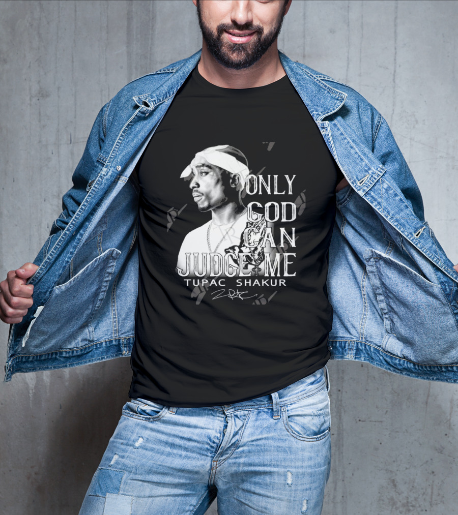 Tupac Shakur Only God Can Judge Me Signature Bandana Tribute T-Shirt