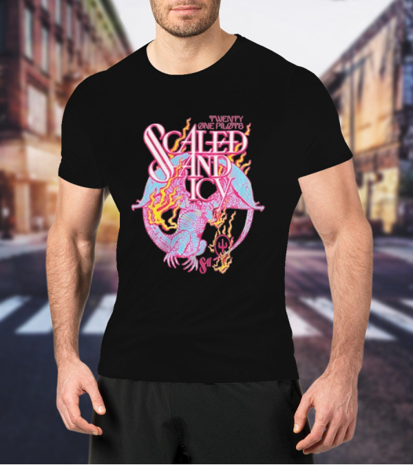 Twenty One Pilots Scaled And Icy Dragon Flame Artwork T-Shirt