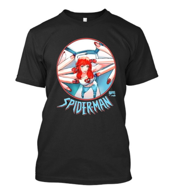 Marvel Comics Spider-Man Cover Girl In Red Hair With Spider Nails T-Shirt