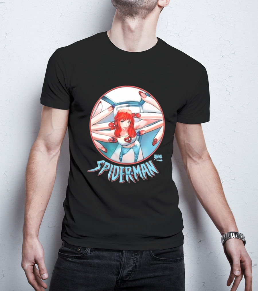 Marvel Comics Spider-Man Cover Girl In Red Hair With Spider Nails T-Shirt