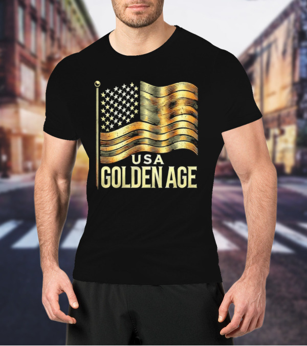 USA Golden Age Golden American Flag T-Shirt