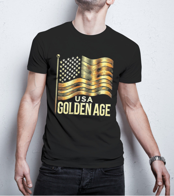 USA Golden Age Golden American Flag T-Shirt