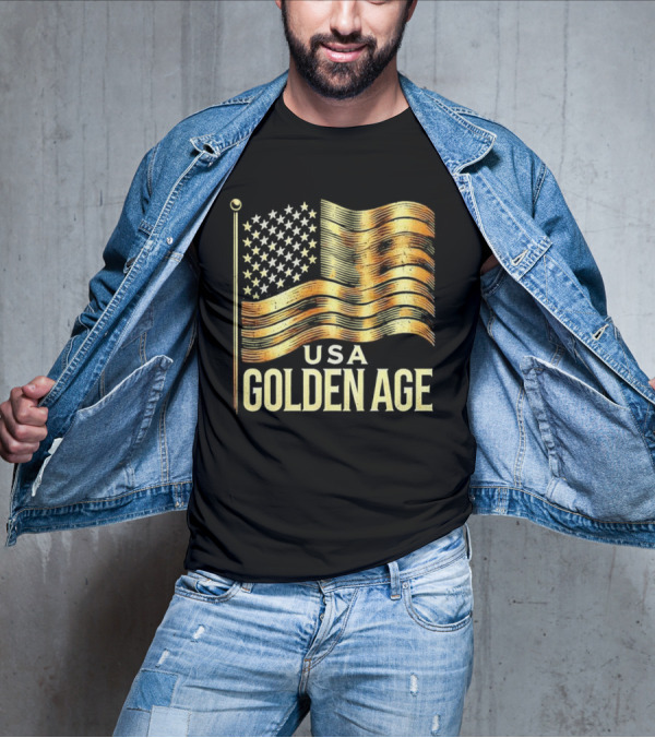 USA Golden Age Golden American Flag T-Shirt