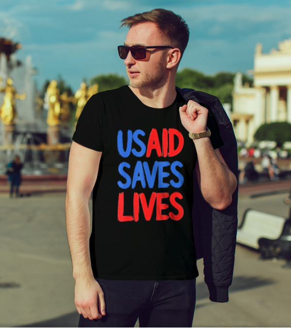 USAID Saves Lives Red And Blue Text T-Shirt