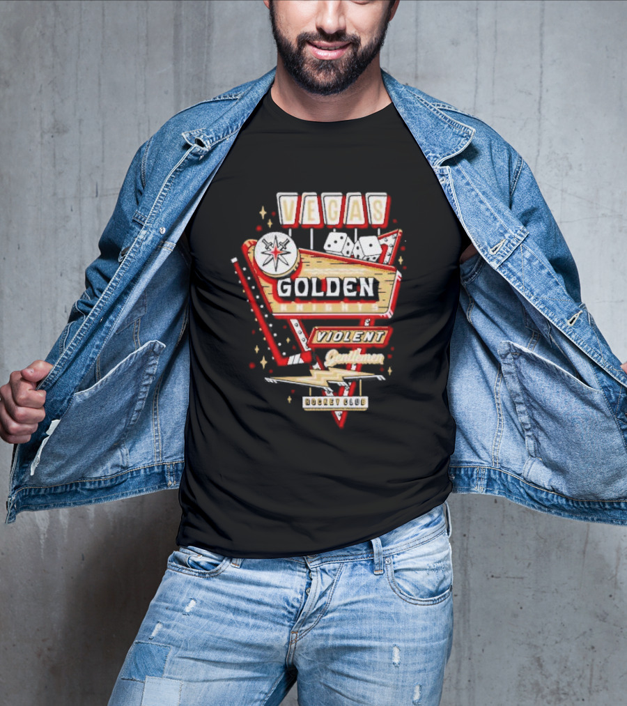 Vegas Golden Knights Violent Gentlemen Hockey Club Playing Card Style T-Shirt