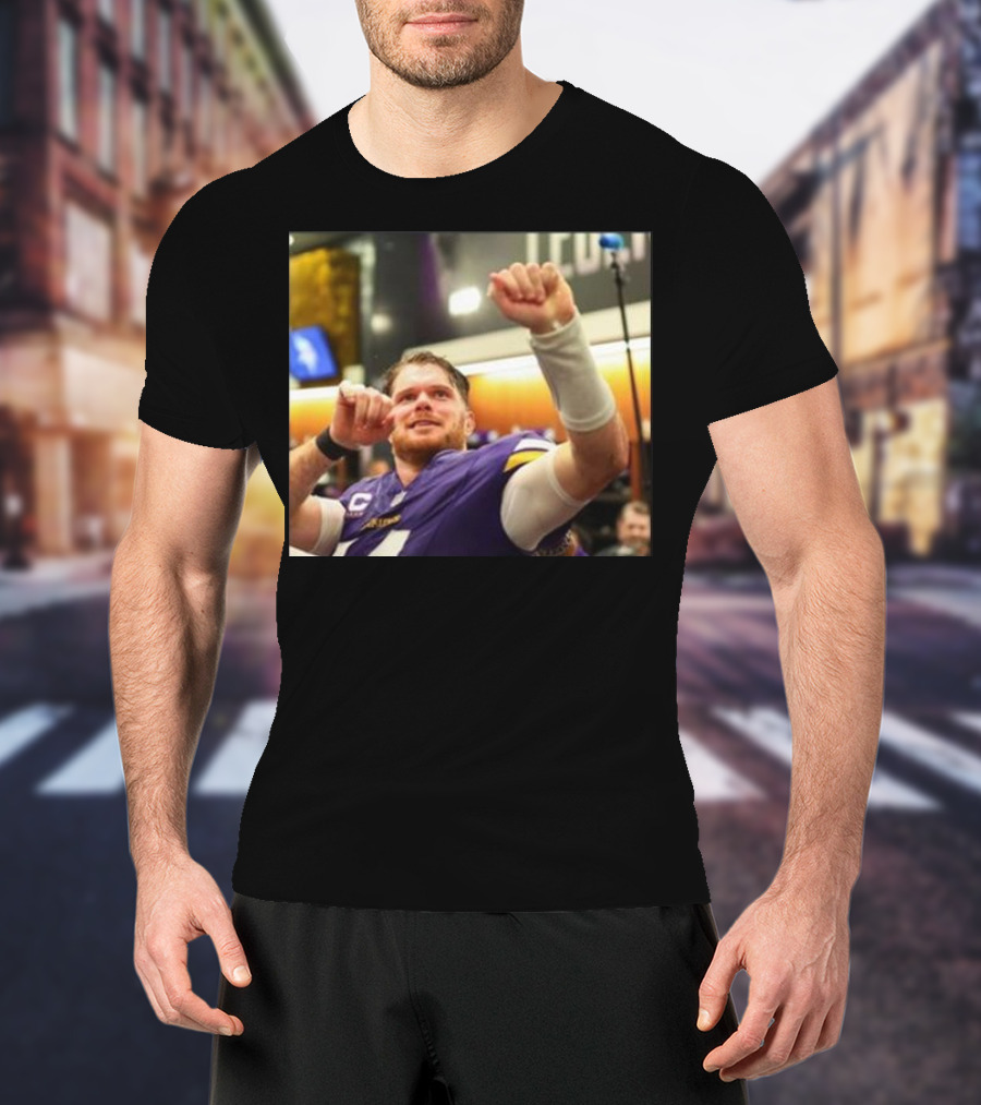 Vikings Locker Room Celebration With Sam Darnold In Jersey T-Shirt