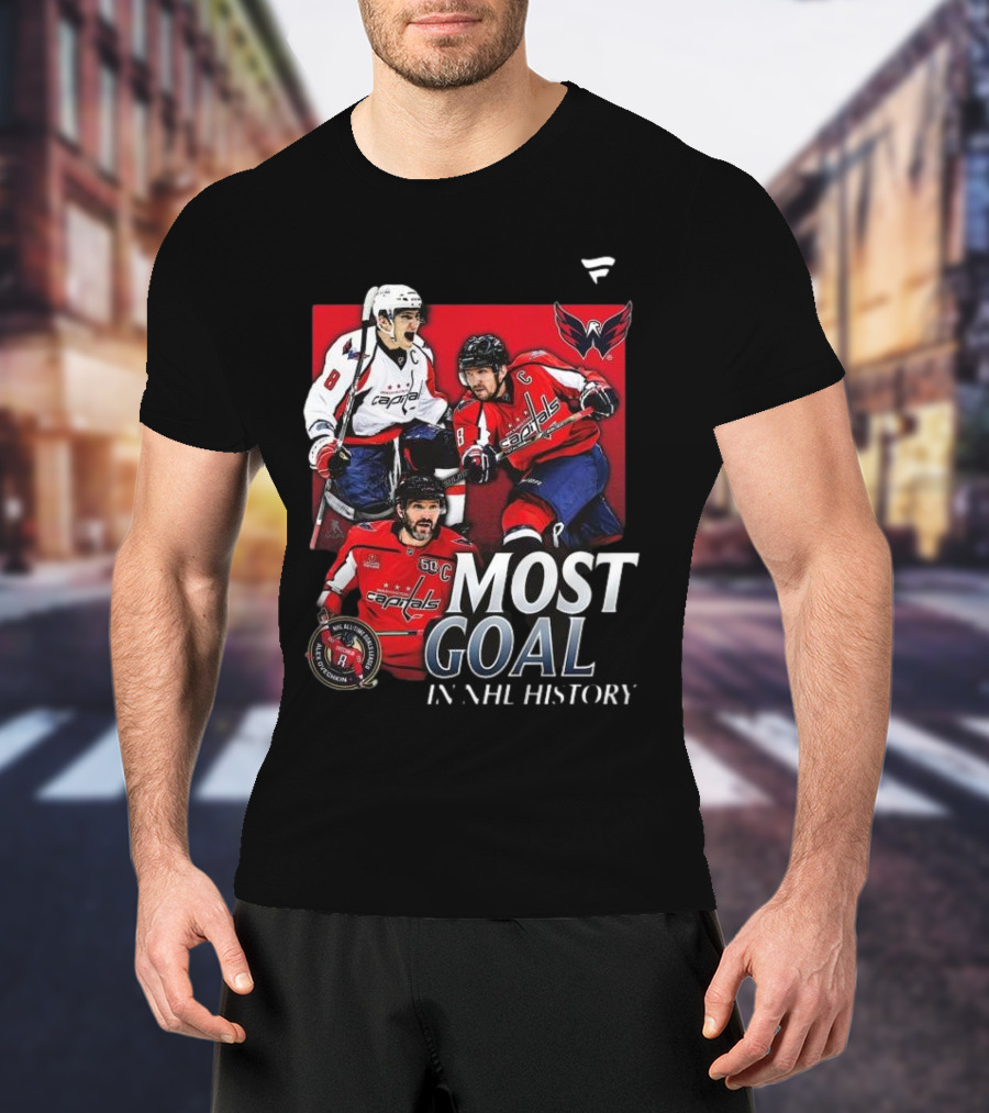 Washington Capitals Alexander Ovechkin Most Goals In NHL History Evolution 8 T-Shirt