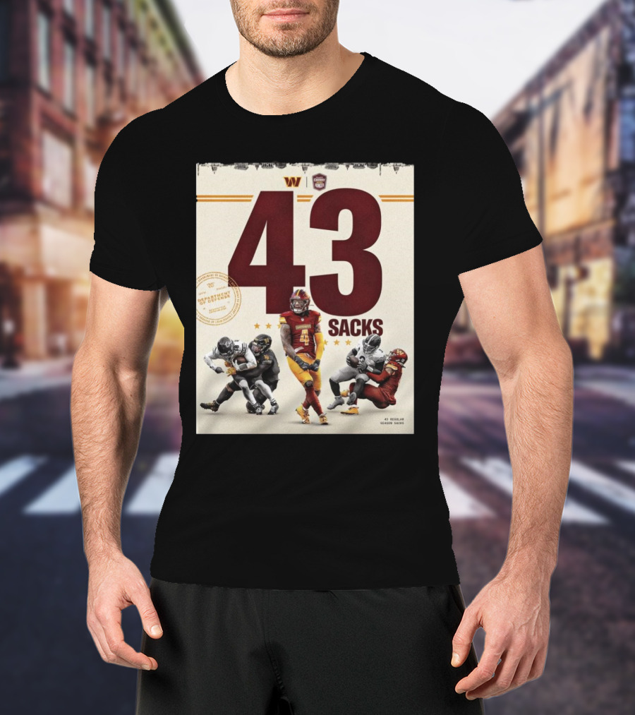 Washington Commanders 43 Sacks Chunky Sacks Hunger Program T-Shirt