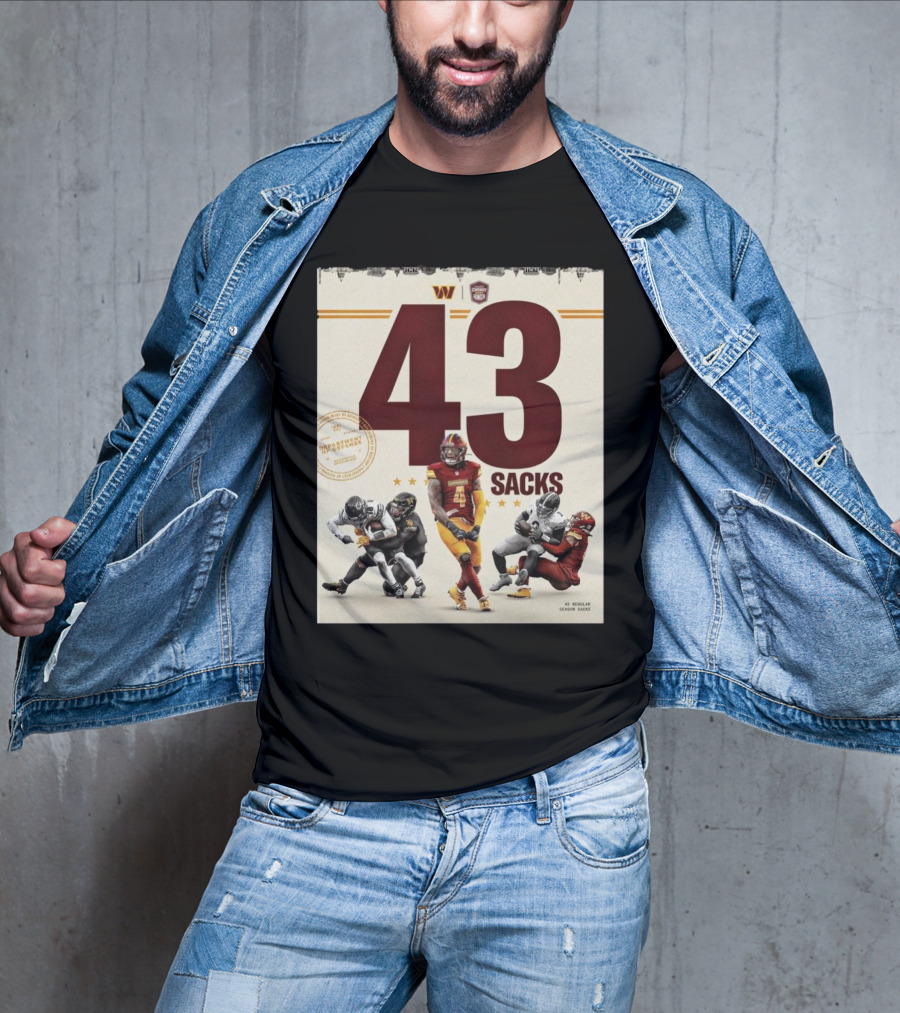 Washington Commanders 43 Sacks Chunky Sacks Hunger Program T-Shirt