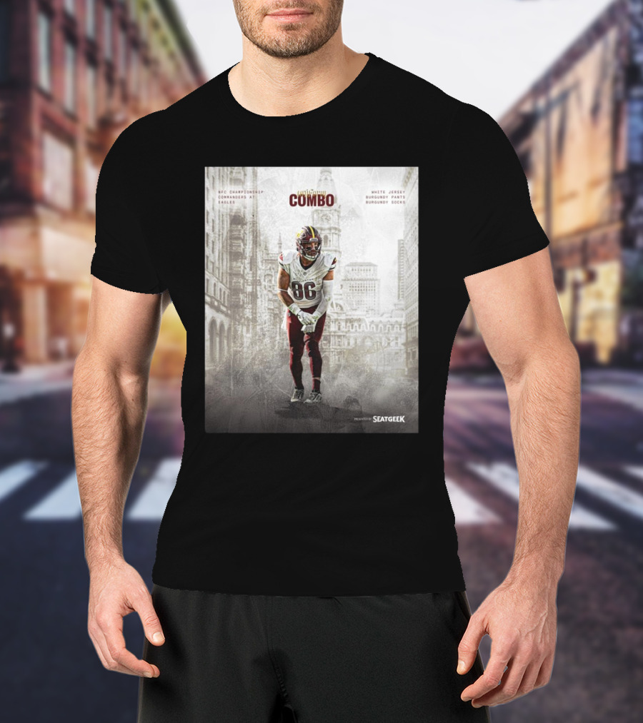 NFC Championship Commanders At Eagles Zach Ertz Combo White Jersey Burgundy Pants Burgundy Socks T-Shirt