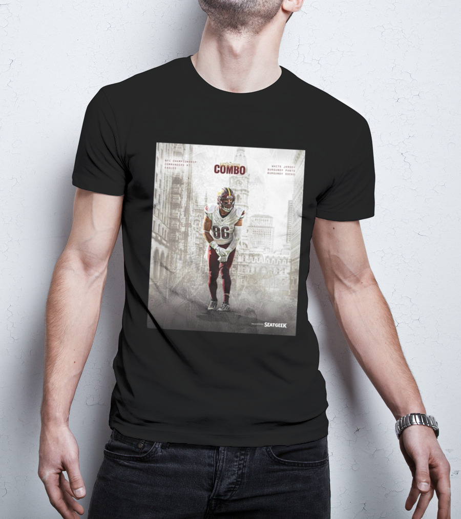 NFC Championship Commanders At Eagles Zach Ertz Combo White Jersey Burgundy Pants Burgundy Socks T-Shirt