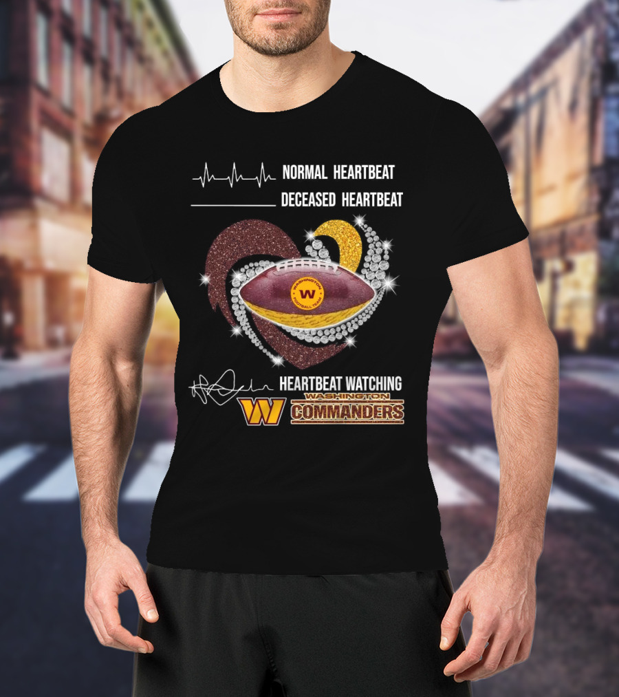 Washington Commanders Faster Heartbeat When Ing Football Diamond Heart T-Shirt