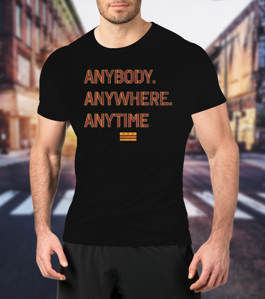 Washington Football Anybody Anywhere Anytime Burgundy Gold Stripes Stars T-Shirt