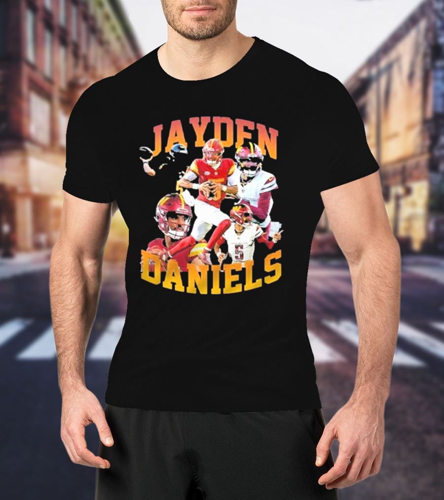 Jayden Daniels Washington Commanders Football Player Collage T-Shirt