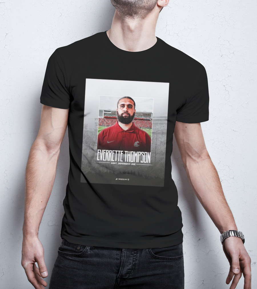 Washington State Football Everette Thompson Assistant Defensive Line Coach Palouse Stadium T-Shirt