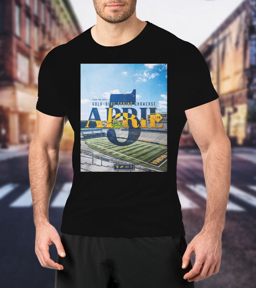 West Virginia Mountaineers Save The Date Gold Blue Spring Showcase April 5 2025 1 PM T-Shirt