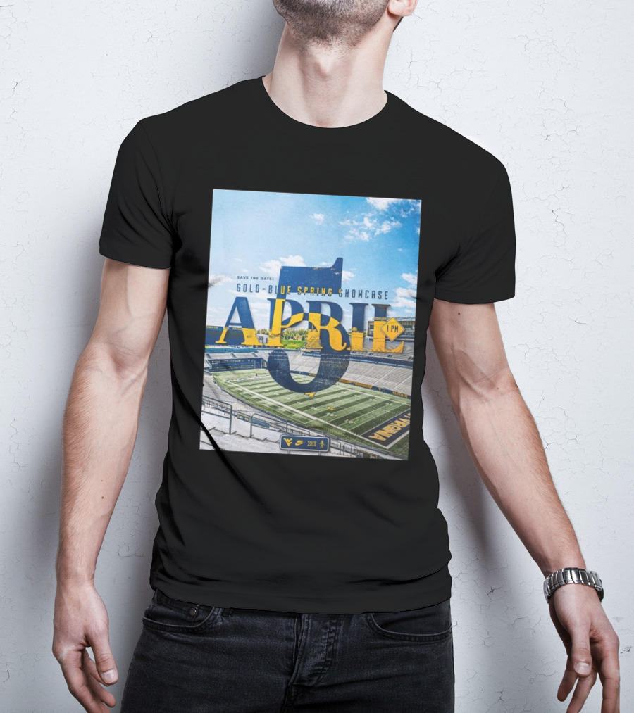 West Virginia Mountaineers Save The Date Gold Blue Spring Showcase April 5 2025 1 PM T-Shirt