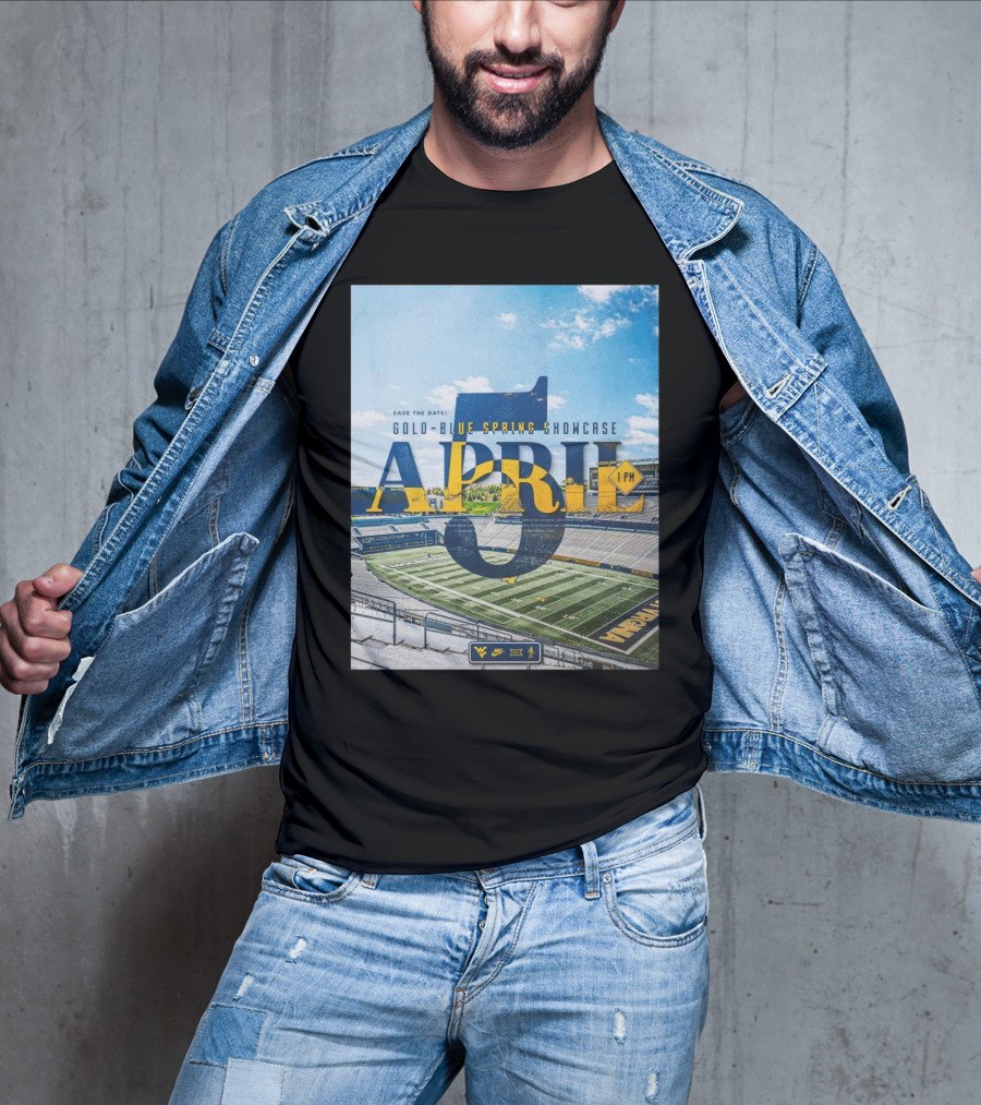 West Virginia Mountaineers Save The Date Gold Blue Spring Showcase April 5 2025 1 PM T-Shirt