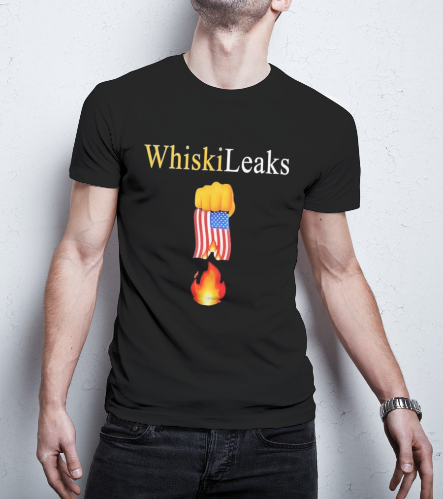 Whiskileaks American Flag Fist Fire 2025 T-Shirt