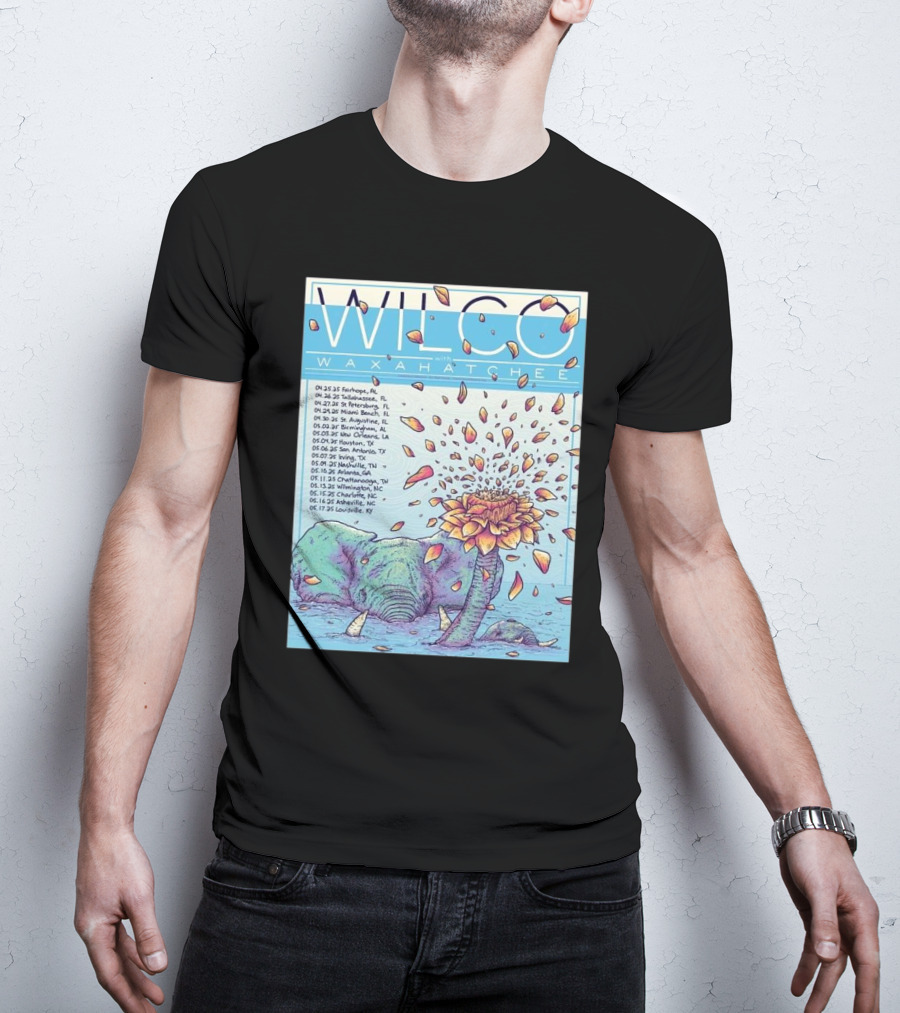 Wilco Spring Tour 2025 Waxahatchee Elephant Blowing Flower Tour Dates T-Shirt
