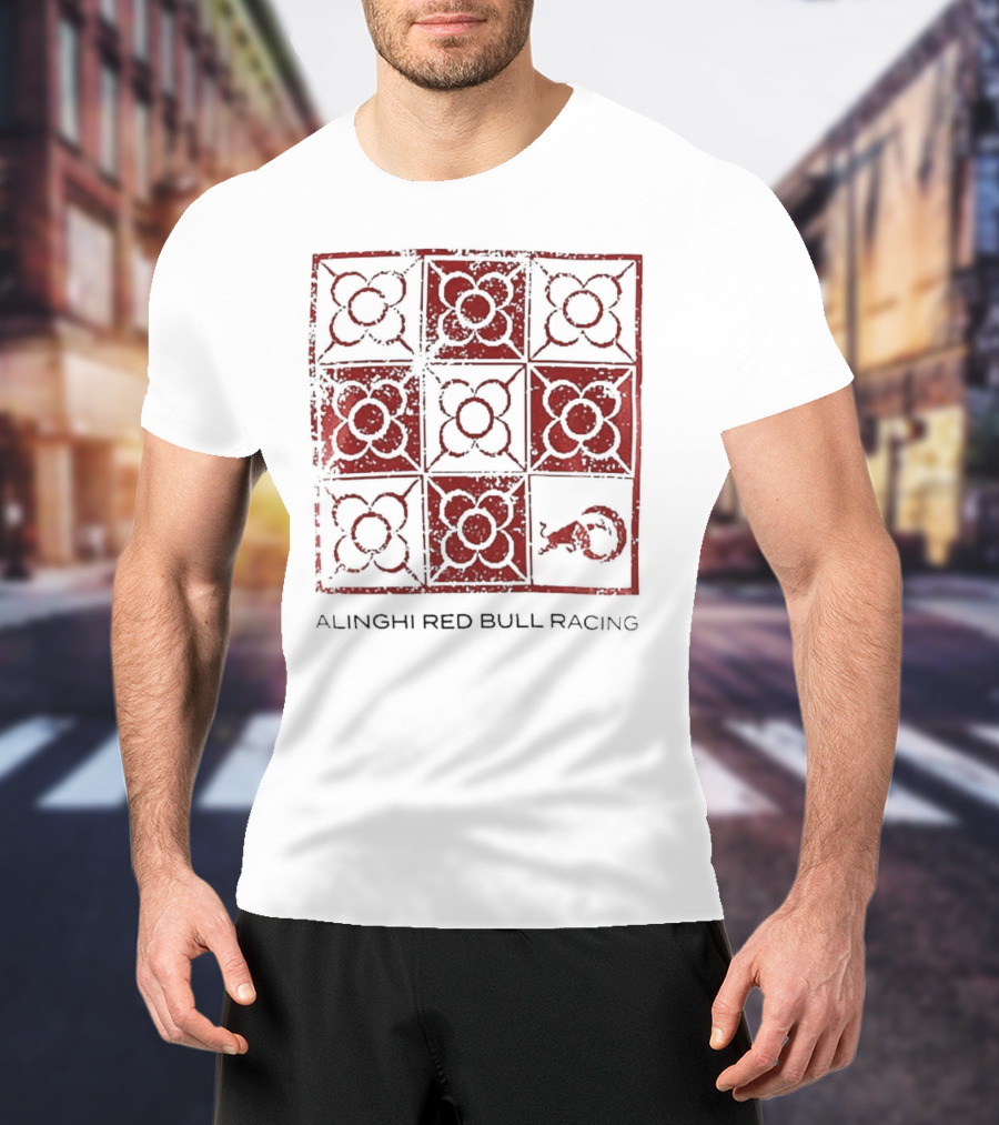 Alinghi Red Bull Racing Barcelona Nine-Panel Grid Pattern T-Shirt