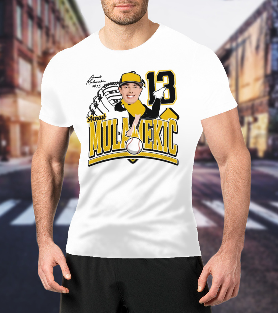 Arnad Mulamekic Baseball 13 Player Underhand Catcher Yellow Outfit T-Shirt