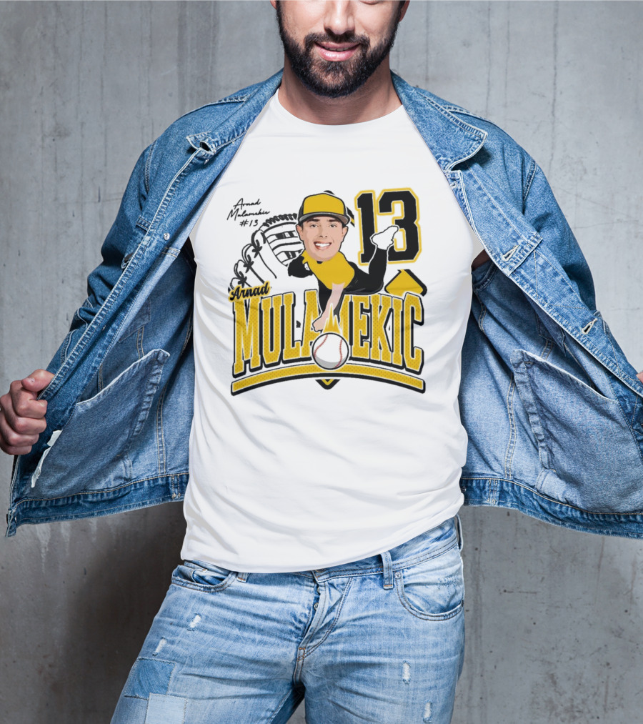 Arnad Mulamekic Baseball 13 Player Underhand Catcher Yellow Outfit T-Shirt