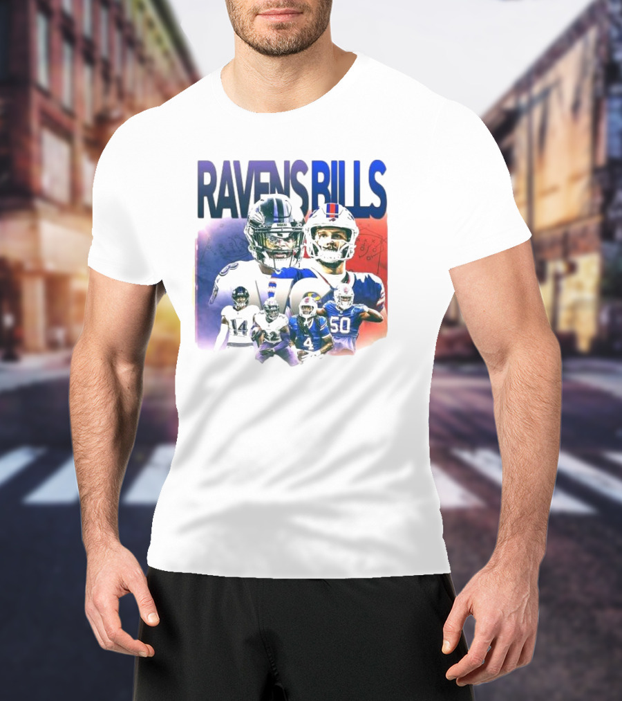 Ravens Bills NFL Matchup With Player Lineup And Strategy Background T-Shirt