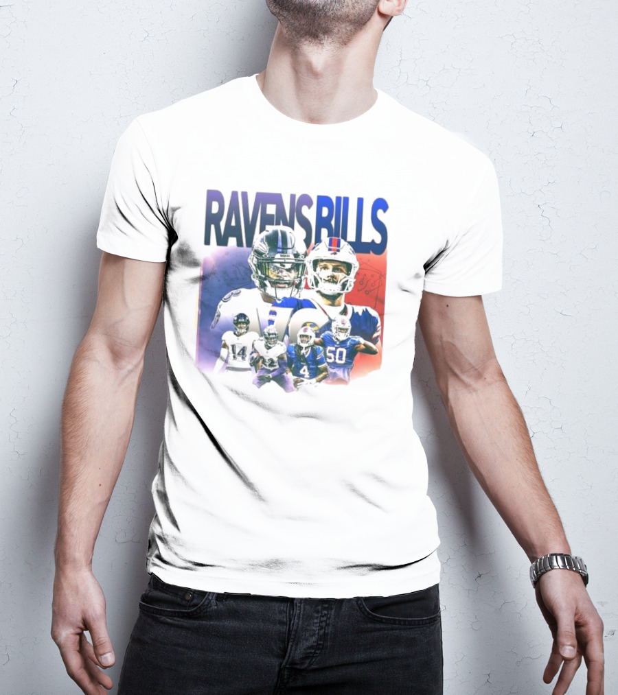 Ravens Bills NFL Matchup With Player Lineup And Strategy Background T-Shirt