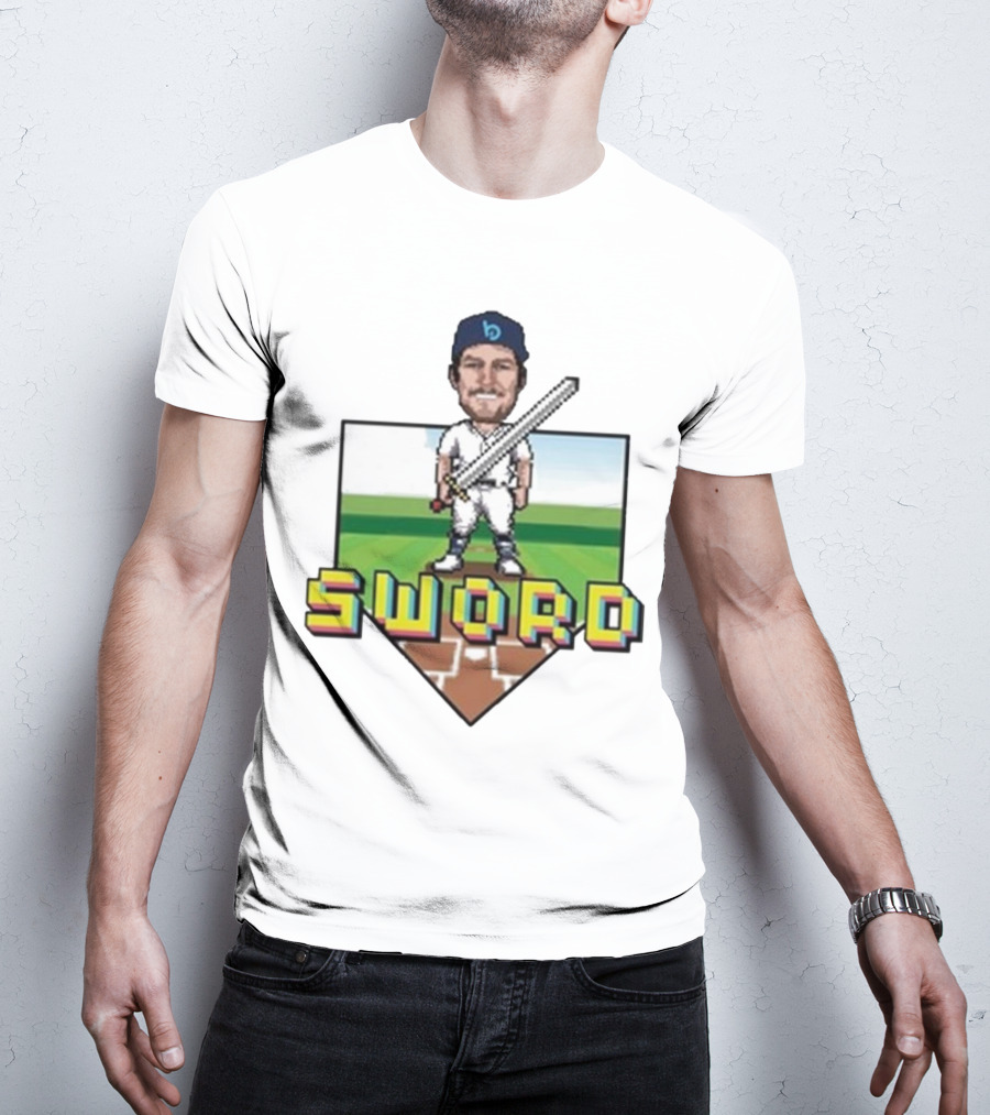 Pixelated Baseball Player Sword Bauer Outage T-Shirt
