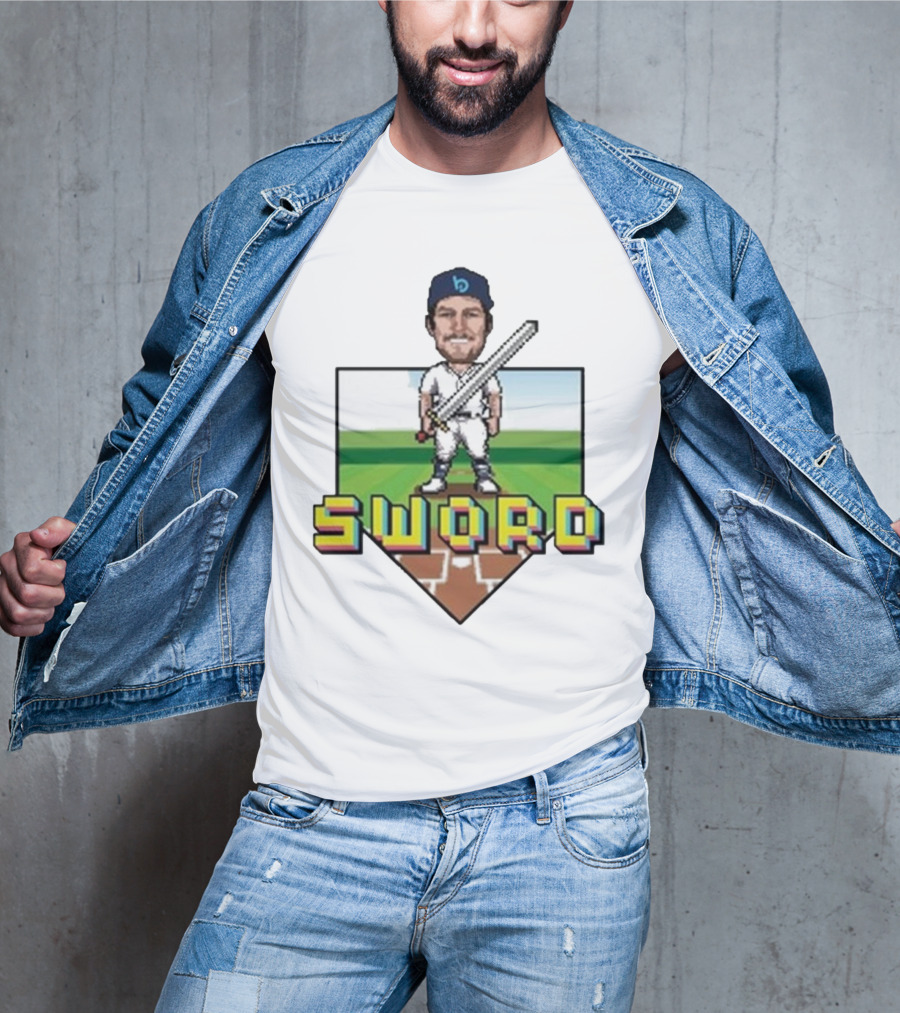 Pixelated Baseball Player Sword Bauer Outage T-Shirt