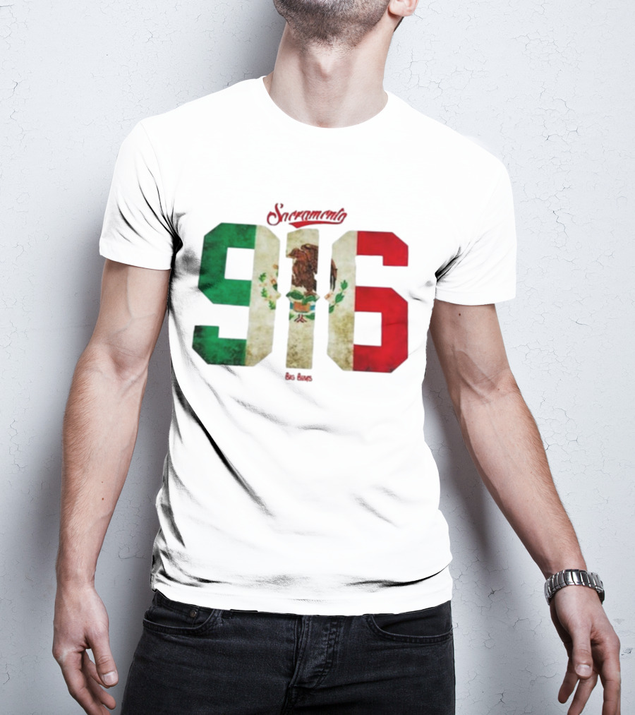 Sacramento 916 Big Boys Mexican Flag Design T-Shirt