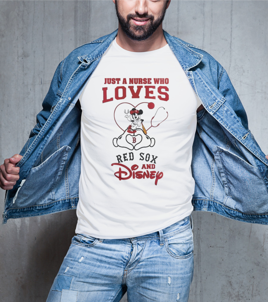 Boston Red Sox Just A Nurse Who Loves Disney Baseball Mickey Mouse 2025 T-Shirt