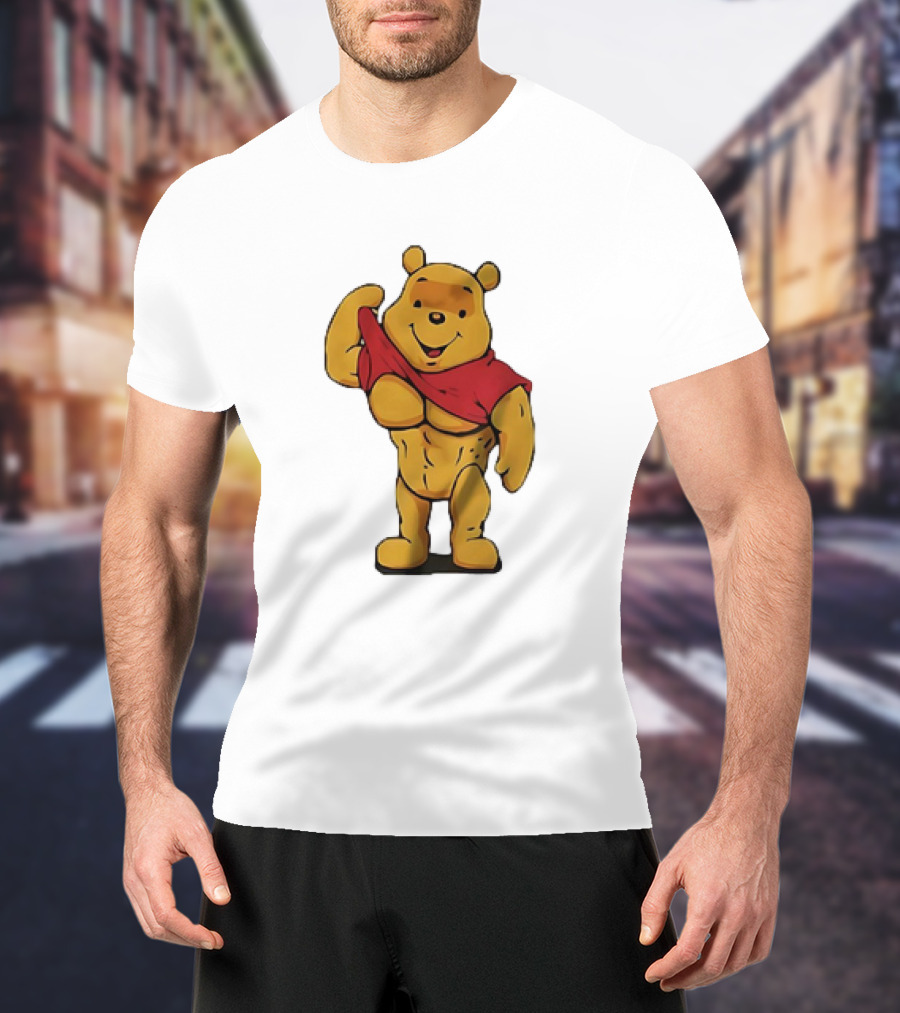 Buff Winnie The Pooh Flexing Muscles Bodybuilder Parody T-Shirt