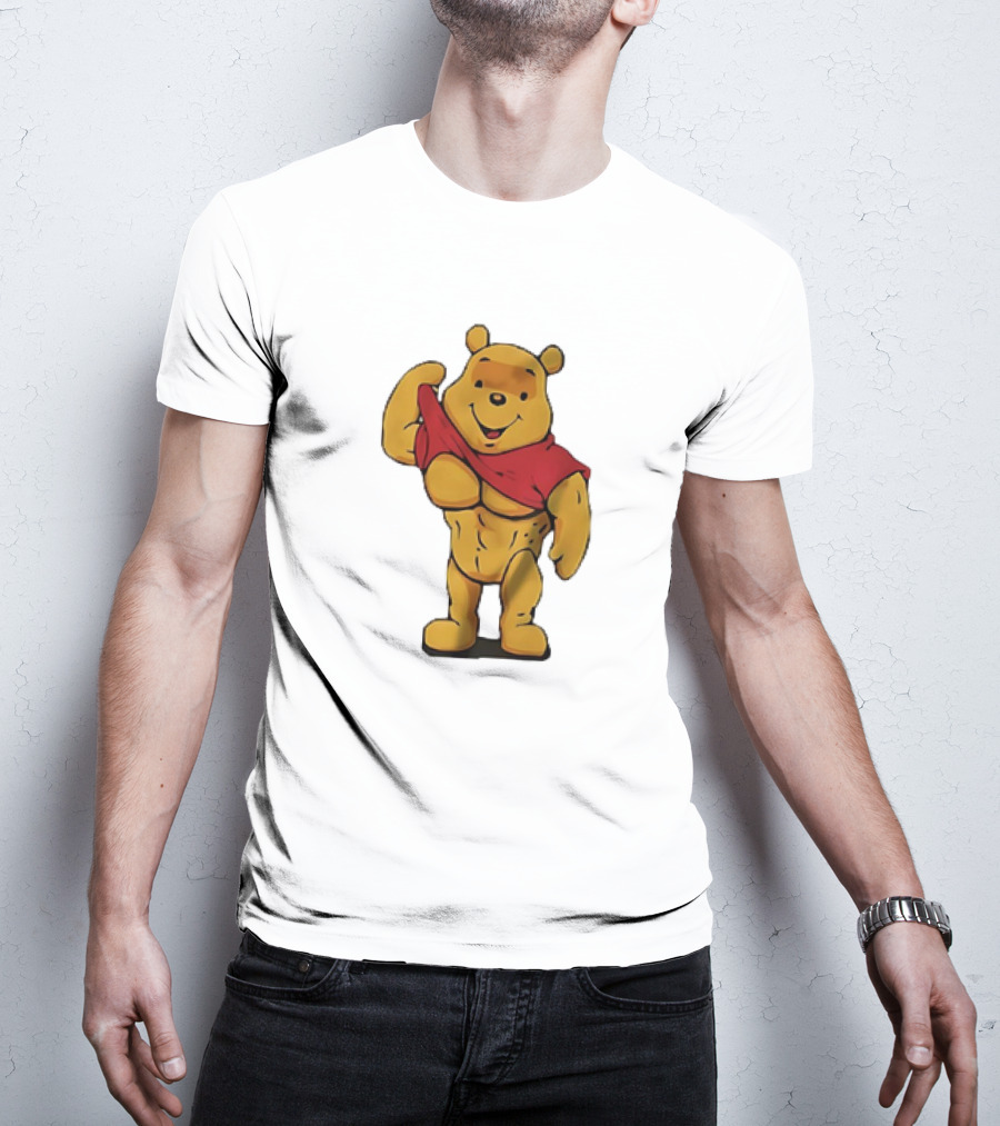 Buff Winnie The Pooh Flexing Muscles Bodybuilder Parody T-Shirt