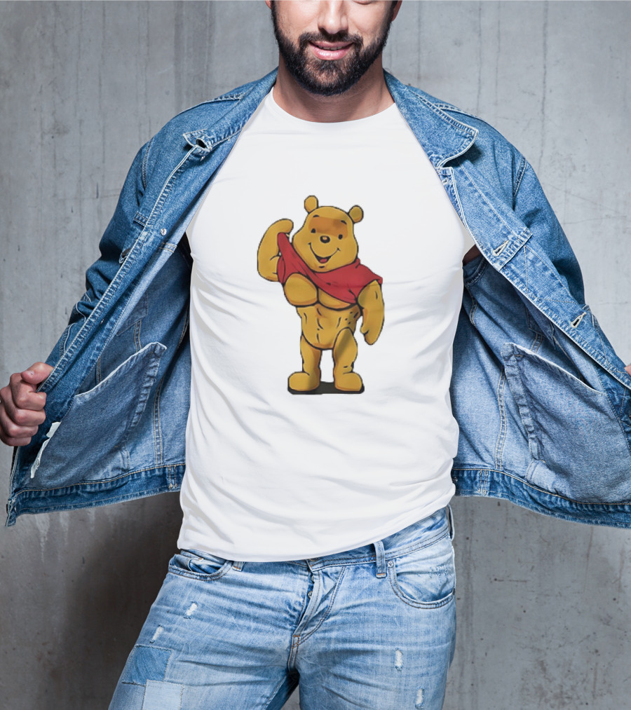 Buff Winnie The Pooh Flexing Muscles Bodybuilder Parody T-Shirt
