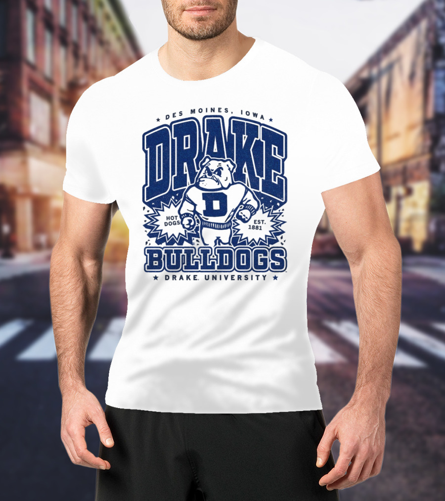 Des Moines Iowa Drake University Bulldogs Mascot Hot Dogs Est 1881 T-Shirt