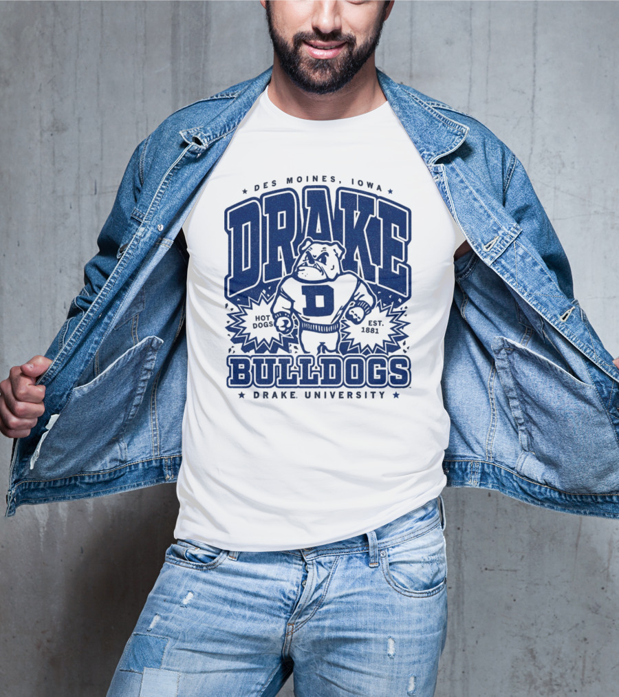 Des Moines Iowa Drake University Bulldogs Mascot Hot Dogs Est 1881 T-Shirt