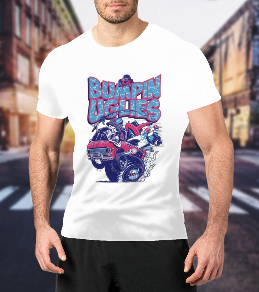 "Bumpin Uglies Red Truck With Fish Cartoon" T-Shirt