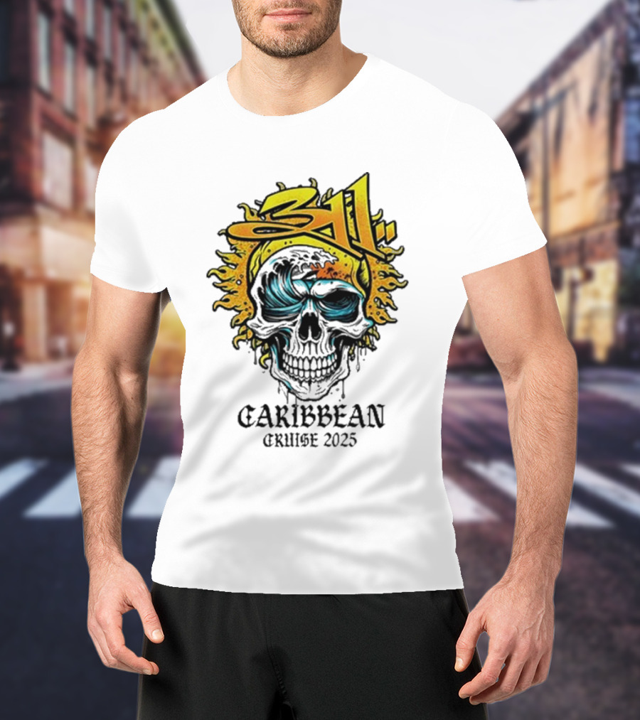 311 Caribbean Cruise 2025 Skull Wave T-Shirt