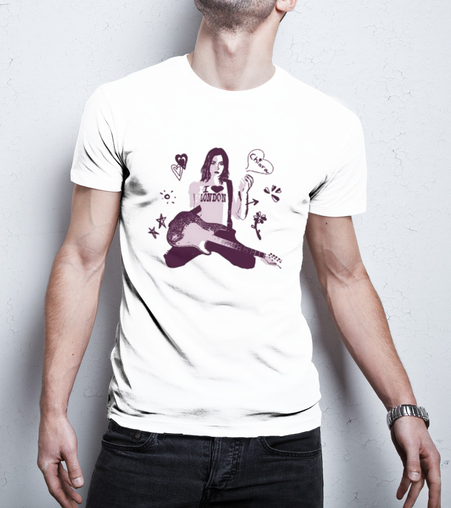 Chiara Oliver Libreta Rosa I Love London Guitar Art T-Shirt