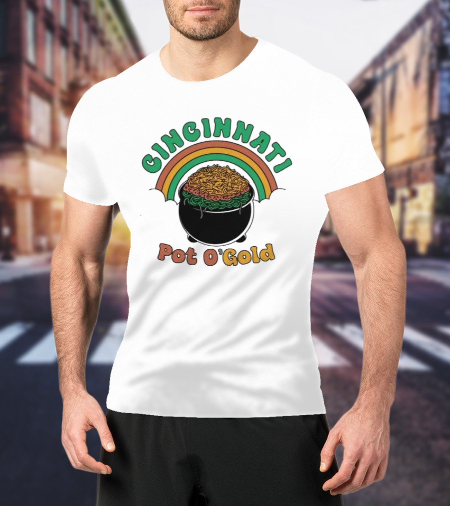 Cincinnati Pot O Gold Rainbow St Patricks Day T-Shirt