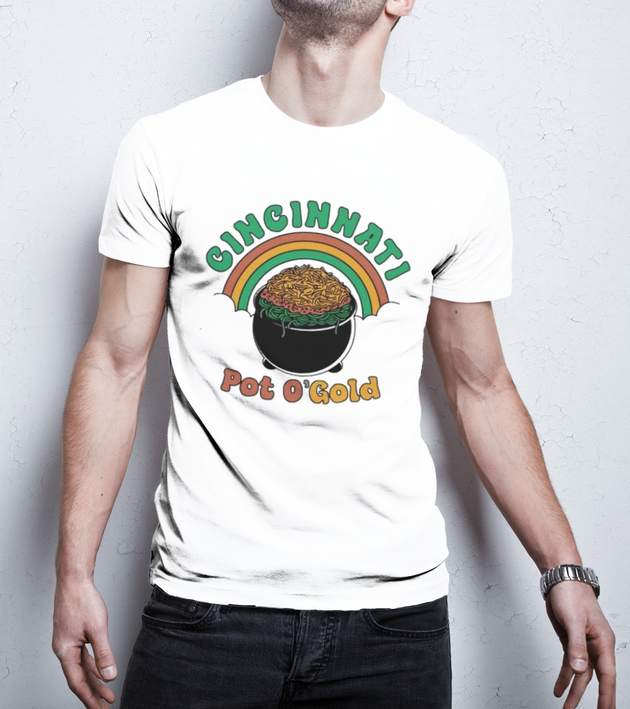 Cincinnati Pot O Gold Rainbow St Patricks Day T-Shirt