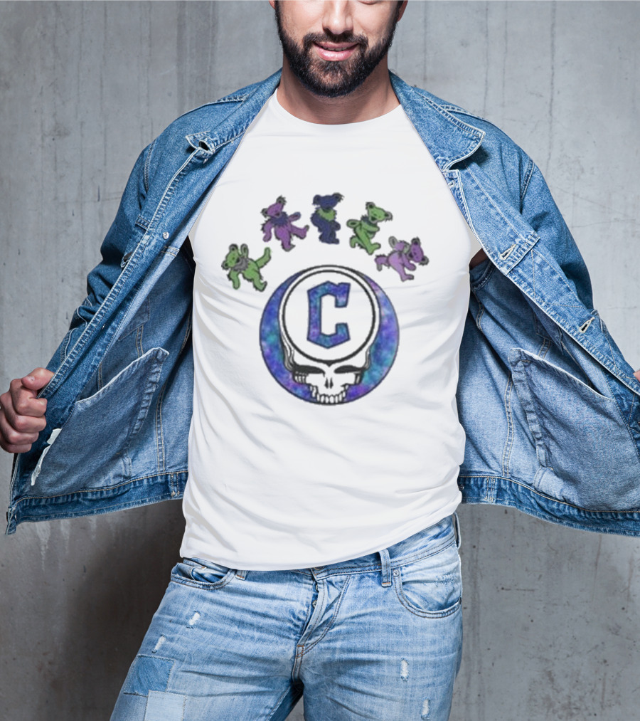 Cleveland Guardians 2025 Skull Grateful Dead Dancing Bears Night Baseball T-Shirt
