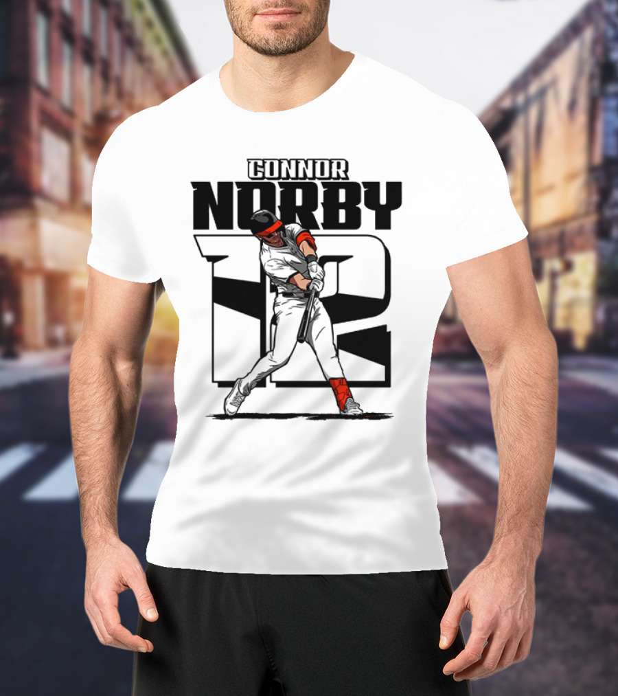 Solid Black Silhouette Baseball Connor Norby #12 Orioles Player T-Shirt